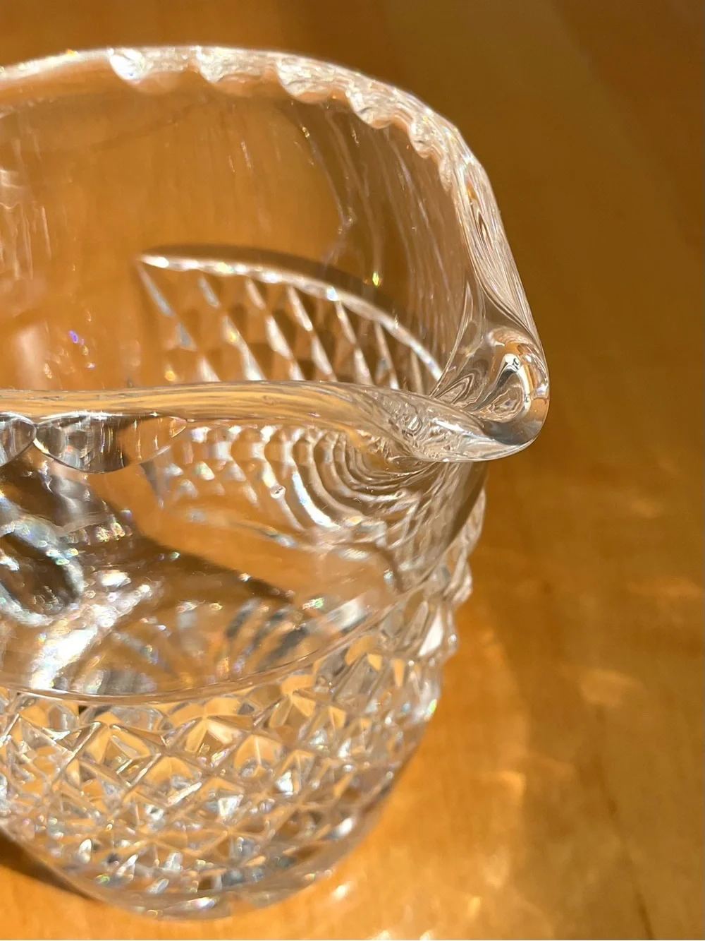 Signed Waterford Crystal Creamer Scalloped Rim Diamond Cut